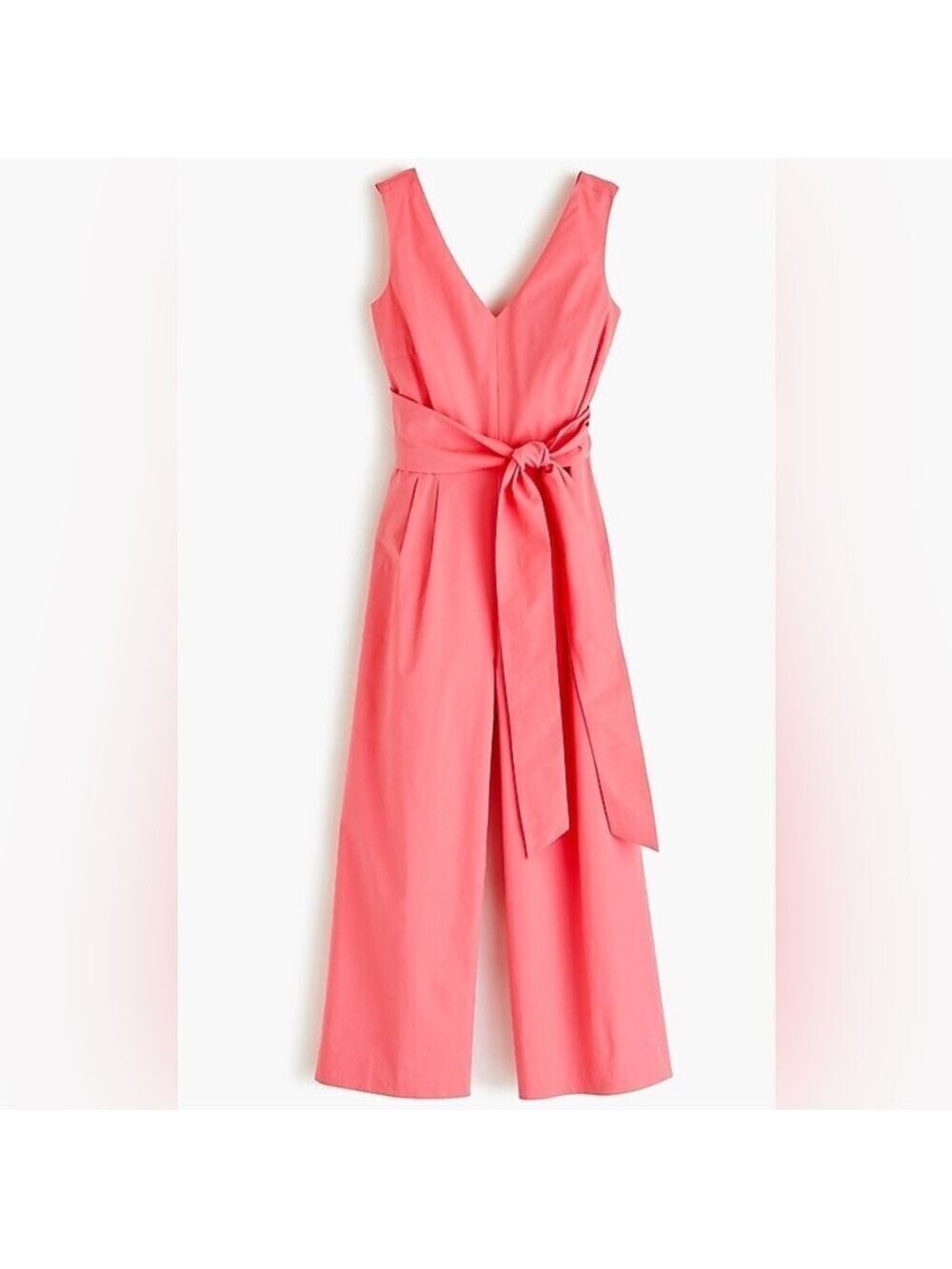 J. Crew Wrap Tie Jumsuit in Stretch Poplin Bright Coral Size 2 Like New!